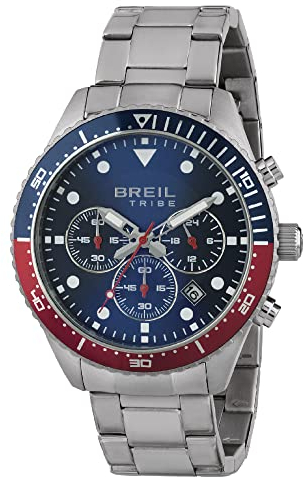 Breil Uhr Herren SAIL Ziffernblatt BLAU Bewegung Chrono Quartz e Bracelet Stahl Silber EW0581