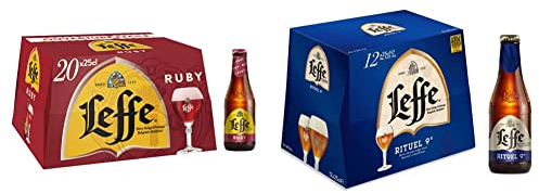 Bière Fruitée Leffe Ruby 5% Pack 20 Bouteilles 25cl & Bière Rituel 9° Pack 12 Bouteilles 25cl
