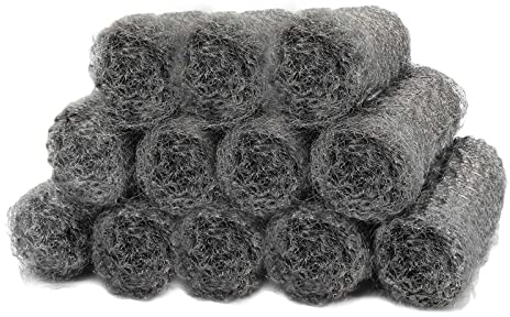 Qiuyan 12pcs Steel Wire Wool Rolls Cleaning Pads Non-Scratch Metal Wire Scouring Pad for Cleaning, Polishing, Home and Kitchen Steel Wool for Cleaning Ovens, Broilers, Cookie Sheets, and Pots and Pans