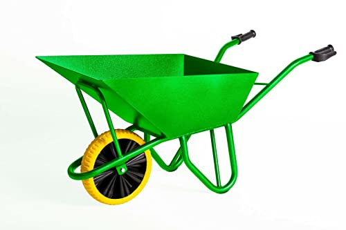 Kelberg Baukarre Steinsetzer 120L BAU-Garten-Hof Schubkarre 2,5 mm Stahl Mulde PU Rad 250 kg Grün