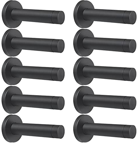 DOKU 3.5 Heavy Duty 3.5 304 Stainless Steel Door Stoppers with Rubber Endcaps, Wall Door Bracket, Acoustic Protector, Matte Black (10 Pack)