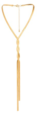 fdsmall Quaste Kragen Halskette Schlange Knochen Kette Einfache Lange Choker Schmuck Einstellbar für Frauen und Mädchen Minimalistische Kette Halskette (Gold)