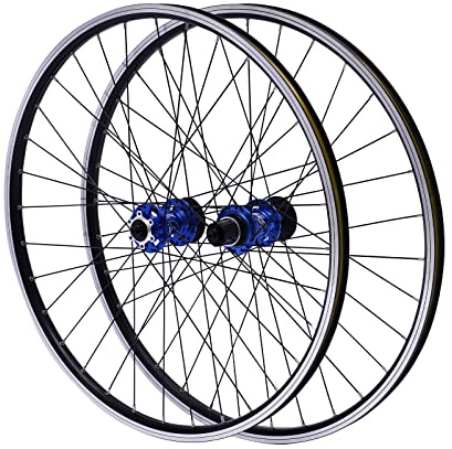 Mountainbike-balanscykel set 27,5 tum aluminiumlegering fälg skivbroms MTB-cykelsats snabbkoppling fram bak hjul svart cykel hjul passform kassett cykel löphjul (blå nav)