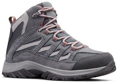 Columbia Womens Crestwood Mid Waterproof, Graphite/Daredevil, 10.5