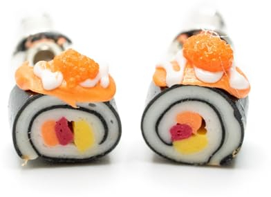 Miniblings Sushi Ohrstecker Stecker Ohrringe Handarbeit Japan Fisch Asien Rolle Maki A - Handmade Modeschmuck I Ohrringe Stecker Ohrschmuck