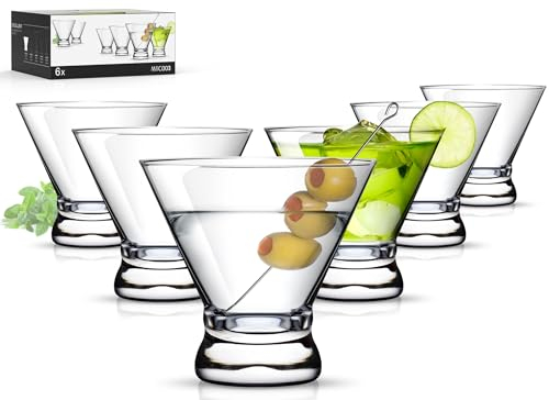 LUNA & MANTHA Martini-Gläser, ohne Stiel, Martini-Cocktailgläser für Margarita, Manhattan, Cosmopolitan, Hausbar, Abendpartys, Geburtstage, Einweihungsgeschenk, kristallklar, 237 ml, 6 Stück, MTC003-6