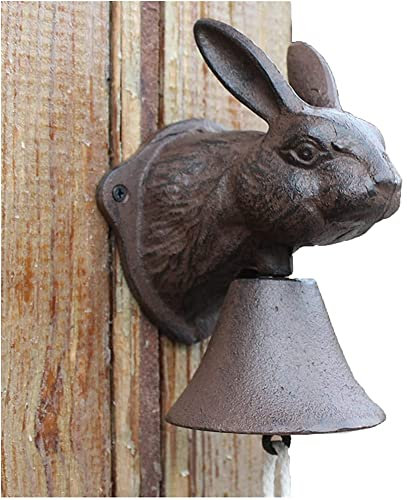 Campanilla antigua, campanilla manual, Campana de puerta vintage, campana de mano de conejo pintada a mano, timbre manual, decoración de pared interior y exterior decorativa for jardín y hogar, escult