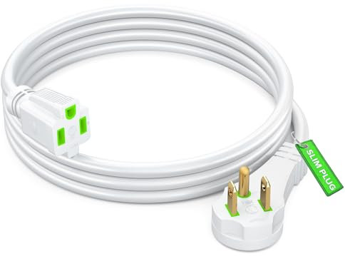Maximm - 4 Feet Flat Extension Cable with Space Saving Slim Plug Design, 14AWG Low Profile Extension Cable (White)