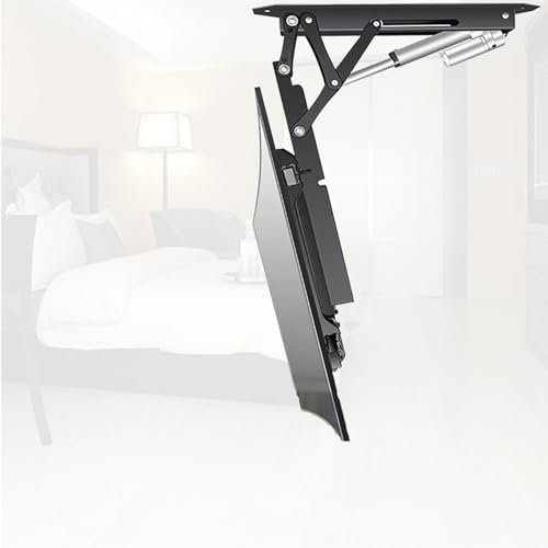 Support TV Plafond Réglable - Support TV Au Plafond Motorisé, Rabattable 0-85°, Élévateur TV Rabattable Caché, Élévateur TV Électrique Télescopique avec Levage Automatique