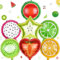 14 Stück Folienballon Obst, Frucht Themenballon, Erdbeere/Orange/Zitrone/Wassermelone/Pitahaya/Sternfrucht/Kiwi Helium Luftballon, Obst Folienballon Deko, Kinder Junge Mädchen Geburtstagsparty