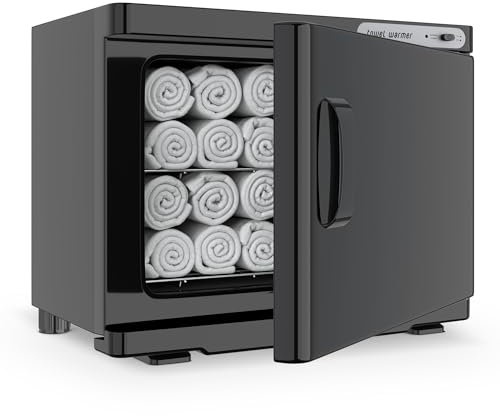 RyJaune Towel Warmer, 23L Towel Warmer Cabinet Can Hold 32 Wet Facial Towels,Hot Towel Warmer Use for Spa, Hair Beauty, Salon - Black