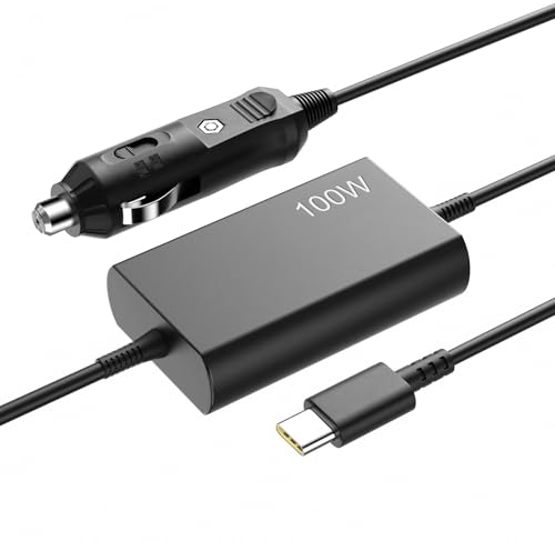 Caricatore Auto USB C 100W, Caricabatteria Auto Accendisigari 12V-24V Compatibile con Lenovo ThinkPad IdeaPad Yoga ThinkBook Asus ROG Flow HP Dell Acer Surface Book 2 MacBook Pro Air Huawei Razer MSI