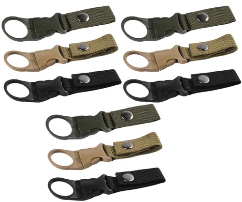 9pcs Outdoor Bottle Holder Belt, Water Bottle Holder Clip, Water Bottle Ring Holder, Key Chain Belt, Nylon Webbing for Tactical Camping Hiking Outdoors