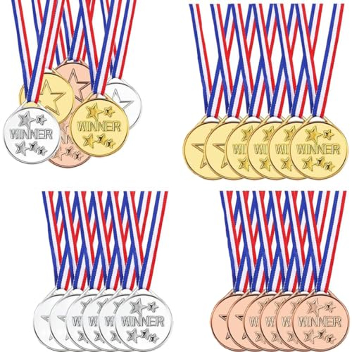 PYEUIFT Medaillen für Kinder, 18 Stück Gewinner Gold, Silber und Bronze für Schule, Sportstag oder Mini-Olympiade Kindergeburtstag Party Kindergeburtstag Spiele mitbringsel Partygeschenk für Kinder