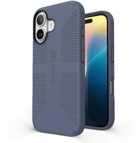 Speck CandyShell Grip Case for iPhone 16 - Slim MagSafe - Mystery Blue/Faded Denim