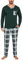 Aseniza Schlafanzug Herren Lang Pyjama Set Baumwolle Winter V-Ausschnitt Langarmshirt mit Karierte Schlafanzughose Nachtwäsche für Männer Grün, XL