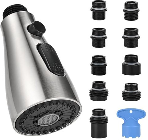 Cieex 3 Modi Brausekopf Küchenarmatur Ersatz, Pull Out Küchenarmaturen Ersatz Brausekopf, Geschirrbrause Ersatzkopf Brausekopf küchenarmatur mit 9 Adaptern für Küchenarmatur&Spültischarmatu