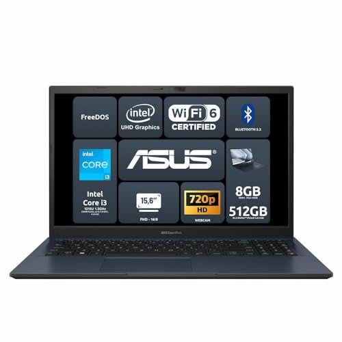 ASUS Notebook ExpertBook B1 B1502CBA, 15.6” Full HD, Intel Core i3 12a Gen, 8GB RAM, Intel UHD Graphics,512GB M.2 NVMe™ PCIe® 4.0 SSD, Free DOS, WI-Fi 6,BT 5.3