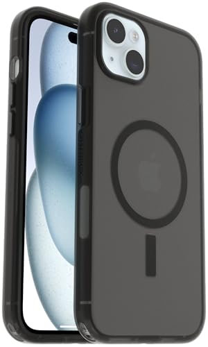 OtterBox iPhone 15 Plus and iPhone 14 Plus (ONLY) Symmetry Series+ Case - Translucent Black, Snaps to MagSafe, Ultra-Sleek, Raised Edges Protect Camera & Screen - Non-Retail Packaging