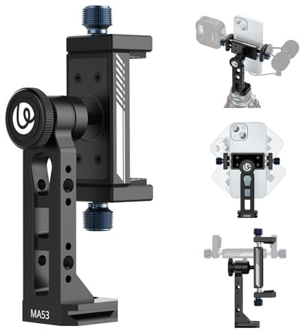 ULANZI MA53 Metall Smartphone Halterung Stativ mit Arca Swiss und Uka, Handy Stativhalter 360° Drehbar, Handy Stativ Adapter mit 1/4|3/8“ Schraubloch für Video Vlog Aufnahme Livestreaming