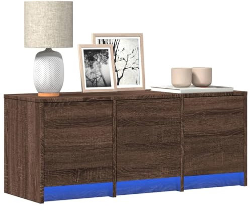 Sufrk Mobile Porta TV con LED Rovere Marrone 97x34x40 cm Truciolato-Mobile TV Mobile Porta Televisore,Mobiletto Industriale Tavolino Basso Vintage Console per Salotto