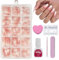 OKAQEE 240 Stück Coffin Nail Tips Full Cover Nageltips - Press on Nails, Medium Kunstnägel Kit - Gradient Künstliche Fingernägel für Nail Extensions mit Box (Nude Coffin Gradient)