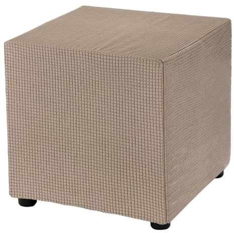 QUARKZMAN Schonbezug Hockerbezug, 33 * 33 * 38cm Hohe Elastizität Hocker Bezugfür Fußhocker, Stretch Bezug Waschbar Abdeckung Überzug Hocker Protector - Hellbraun