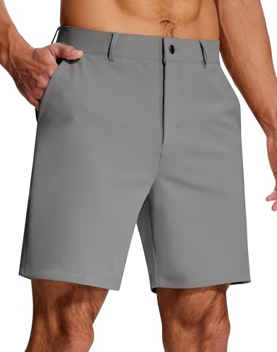 SERAMY Mens Golf Dress Shorts 7 Inch with 5 Pockets Stretch Lightweight Quick Dry Flat Front Shorts for Work Casual, Flint Gray, 32
