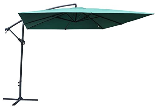 MA MAISON Ombrellone da Giardino Quadrato 3x3 Metri con Palo Decentrato- in Alluminio, Regolabile, da Esterno, Impermeabile, con Manovella, Tubo Ø 48 mm- Resistente ai Raggi UV (Verde - 3x3 Mt)