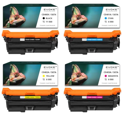 Tonerkartuschen für HP 507X CE-250X CE-250X CE-400X CMYK, 11.000 Seiten Schwarz + 6000 Seiten jede Farbe, CE250X / CE400X, kompatibel mit HP Laserjet Color M551 M570 M575, 4 Stück