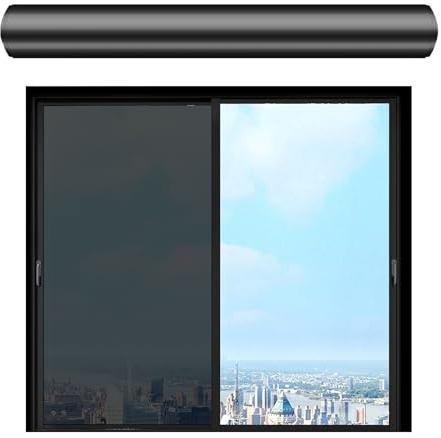 Window Privacy Film, Way Reflective Tint Adhesive, Heat Blocking Uv Shield Sticker, Sun Control Mirror Covering Sheet for Glass Door Kitchen House Interior Protection