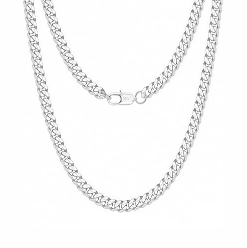 Mieoyue 925 Sterling Silber Panzerkette Halskette für Herren 5/7/9mm Breite Kubanische Gliederkette (5mm, 45.0 Zentimeter)