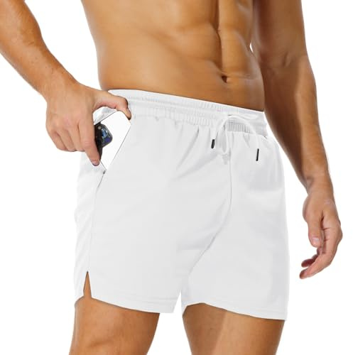 AIMPACT Sporthose Herren Kurz 5 Inch Mesh mit Taschen | Atmungsaktiv, leicht, doppellagiges mesh, elastischer Bund, Kordelzug, für Fitness, Laufen, Tennis, Basketball, Alltag