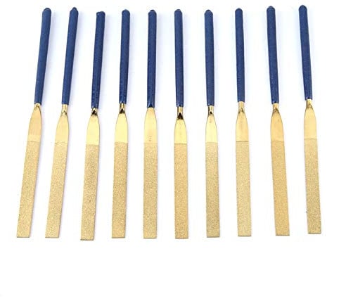 Set di 10 lime piatte diamantate per riparazione di gioielli e lavorazione dei metalli, 5 lime manuali con rivestimento diamantato da 180 mm per alesare e rifilare superfici