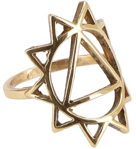 GURU SHOP Chakra Modeschmuck Ring, Meditationsring | Goldfarbener Ring aus Messing, symbolisiert Intuition und Weisheit, unisex, handgefertigt in Indien.