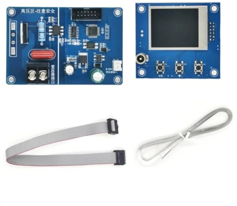 Toheitian Máquina de Soldadura por Puntos Transformer con Doble Pulso y Pantalla LCD, Kit de Temporizador de Corriente Ajustable para Transformador de Microondas 100A.