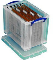 Really Useful 24 litre box foolscap suspension files clear 24C