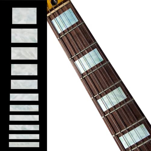 Inlay Sticker Griffbrett Position Marker für Gitarren & Bass – Jazz Bass Blocks - Weiß Perle