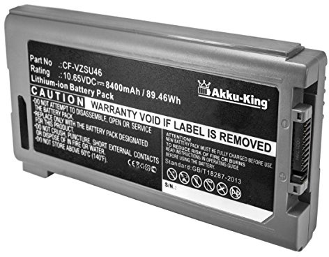 Akku kompatibel mit Panasonic Toughbook CF-30, CF-31, CF-53 - ersetzt CF-VZSU46 - Li-Ion (12 Zellen) 8400mAh 10.65V - grau