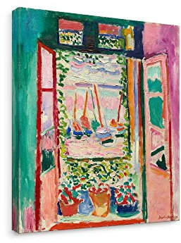 Niwo ART Henri Matisse Gemälde Reproduktion mit offenem Fenster, Kunstdruck, Heimdekoration, Galerie, gespannt, gerahmt, fertig zum Aufhängen, 50,8 x 40,6 x 3,8 cm