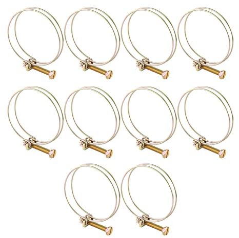 10 Stück Doppel Draht Schlauchschellen Wasser-Schlauchschelle Verstellbarer 13mm-100mm Doppel Rohr Clip Hoop Plumbing Fastener Stahldraht Rohr Klipp Schrauben Sortiment(46-51 mm)