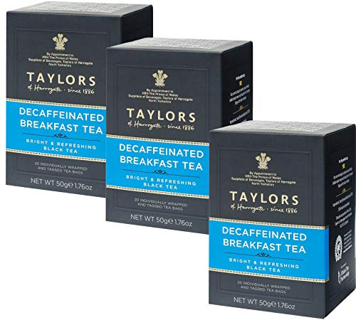 Taylors of Harrogate Decaffeinated Breakfast Tea 3 x 20 Wrapped & Tagged Bags