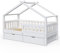 VitaliSpa Hausbett Design, Bett aus Holz, Weiß, 80x160 cm mit 2 Schubladen