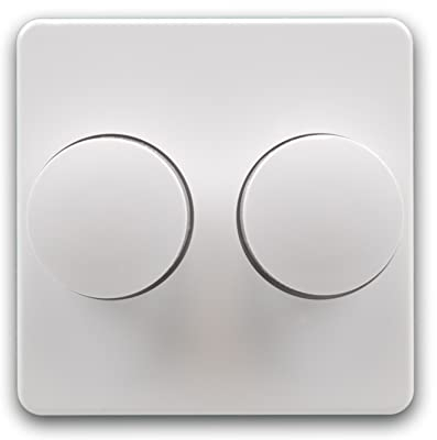OPUS® 55 Abdeckung für Doppel Rotary Dimmer, Polarweiß, AUF-AUF-AN, Druckknopf
