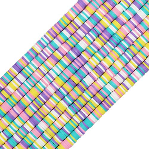 COIRIS 3400 Stück Mixcolor Vinyl Heishi Perlen Umweltfreundlich Handgemachtes Polymer 6 mm Ton Zwischenperlen für Surfer Chocker Halskette Armband Ohrringe Schmuckherstellung(RT-A08Mix)