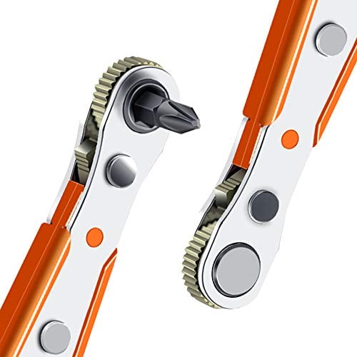 Loofu Cacciavite a Cricchetto - 110mm Mini Chiave a Cricchetto 6,35 mm 1/4 di Cacciavite Magnetico a Chiave Doppia Cacciaviti Magnetica con
