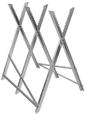 Vendeur pro Chevalet à Bûches avec 3 Supports de Train, Chevalet de Sciage Pliable, Chevalet a Buches Acier Reglable