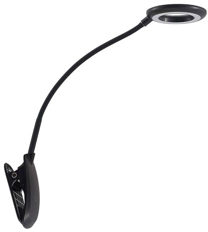 PRIOS Table Lamp Harumiwith USB Socket dimmable (Modern) in Black for e.g. Office & Workroom (1 Light Source,) from clamp Light, Clip-on Reading lamp