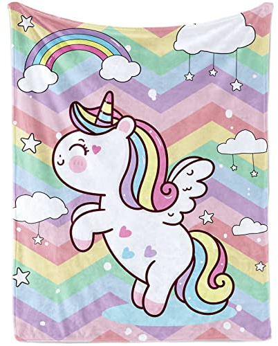 Einhorn Kuscheldecke für Mädchen Geschenk, Flauschig Regenbogen Einhorn Kinder Decke, Weich Flanell Fleece Wohndecke für Baby Einhorn Couchdecke Sofadecke für Kleinkind Geburtstagsgeschenk 100x130 cm