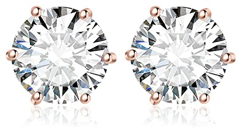 JewelryPalace Rundschliff 6ct Zirkonia Ohrstecker Silber 925 Damen, Simulierter Diamant Braut Schmuck Set, Ohrringe Silber Mädchen Edelstein,Ohrstecker Silber Klein mit Stein Geschenk Frauen Rosegold